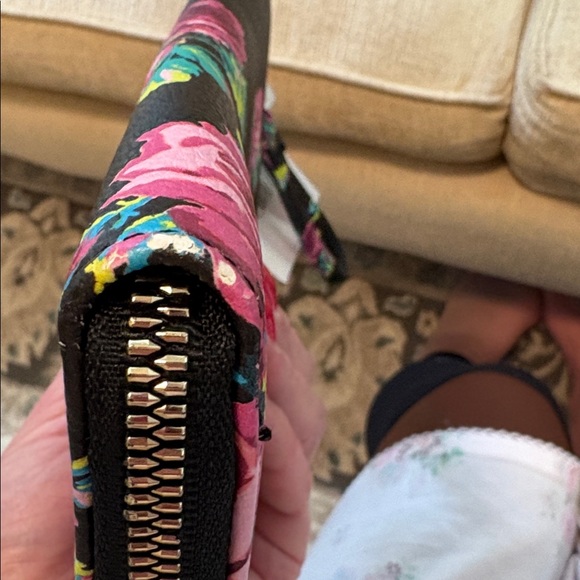 Betsey Johnson Black Wristlet with Pink and Green Floral Design - Picture 7 of 12